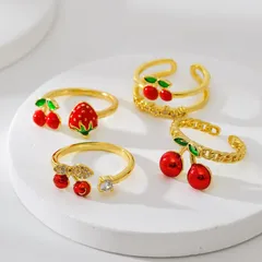 Anillo Personalizado De Fruta Retro Suave Y Clara Anillo Vegetariano De Moda Elegante Lujo Estilo Clásico Acabado Pulido Acero Inoxidable