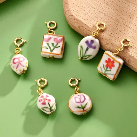 Colgante De Cerámica Plateada En Forma De Oval Y Cuadrado Para Joyería DIY Estilo Dulce Y Casual Adecuado Para Todas Las Estaciones